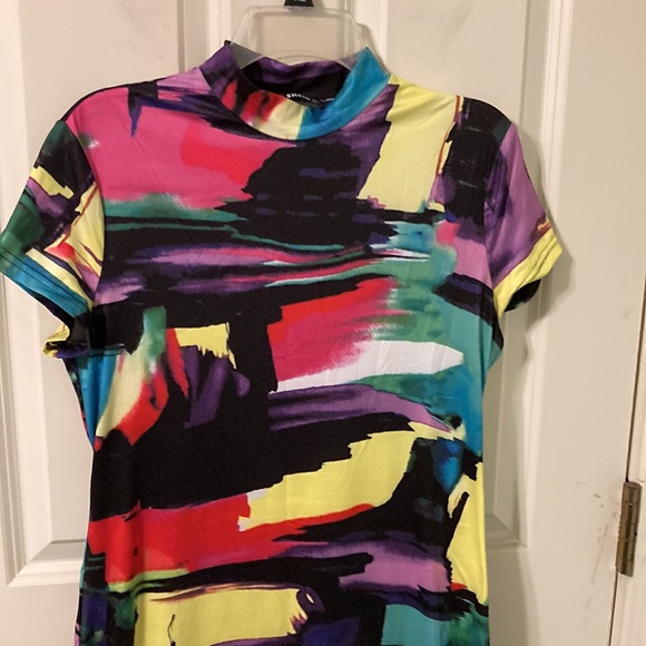 NWOT Vibrant Multi Color Dress M/L - Picture 2 of 11
